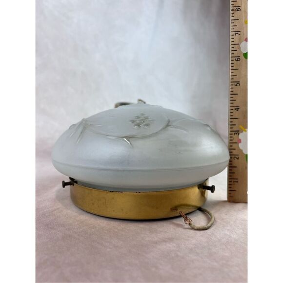 MCM Mod Set of 2 Vintage Frosted Light Fixtures Grapevine Embossed - Picture 8 of 8